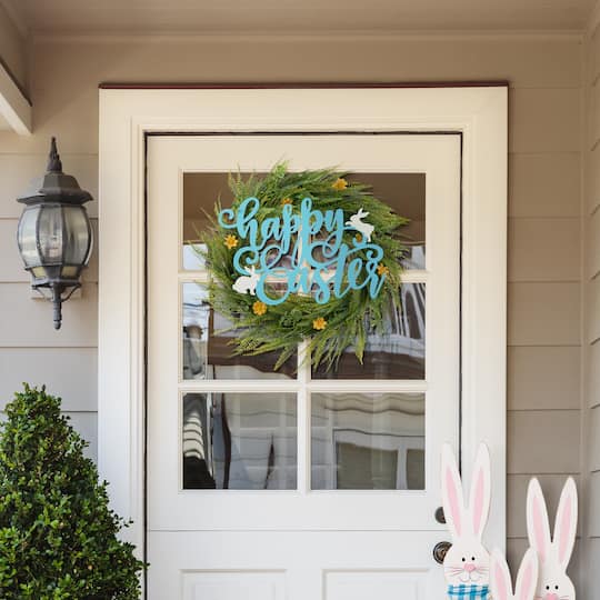 Glitzhome® 18" Easter Metal "Happy Easter" Door Hanger